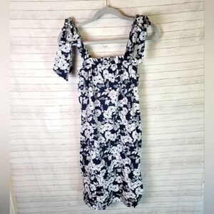 J.CREW MAGNOLIA FLORAL TIE SHOULDER SUNDRESS IN NAVY, SZ XS
